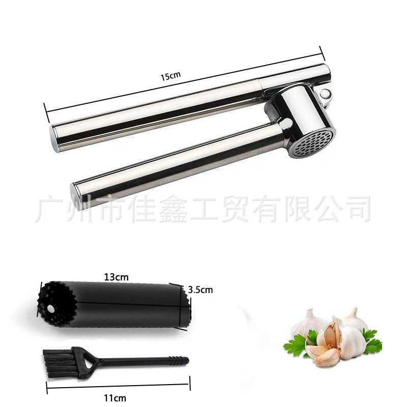 Kitchen Manual Garlic Press Zinc Alloy Nickel Plated Stainless Steel Color Household Manual Peeling Garlic Peeler Suit