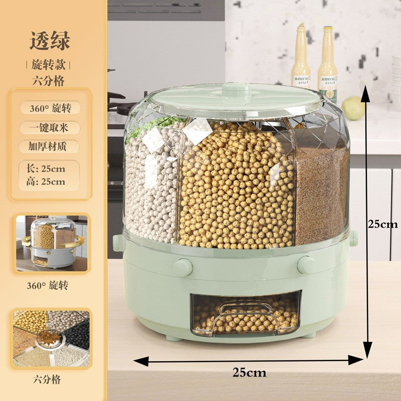 Grain Rice Bucket Household Large-capacity Compartmentalized Rice Bucket Multi-functional Insect-proof And Moisture-proof Rotatable Sealed Rice Bucket