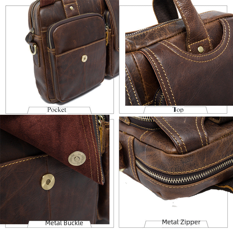 Business Handbags Europe And The United States Retro Men's Briefcase A Generation Of Hair Leather Men's Messenger Bag Shoulder Bag