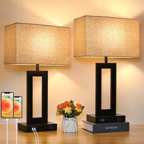 Simple Retro Table Lamp Bedroom Creative Bedside USB Charging Touch Dimming LED Light  American Decorative Table Lamp