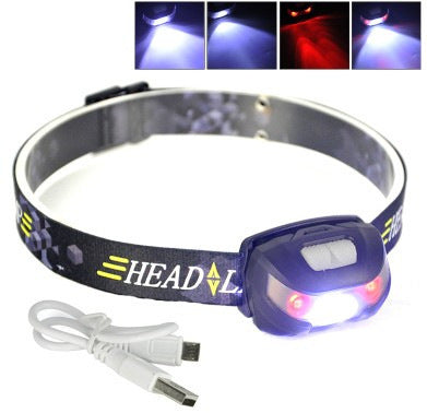 Headlamp Intelligent Induction Headlamp Strong Light USB Charging Night Riding Night Fishing Headlamp New Infrared Induction Flashlight Headlamp