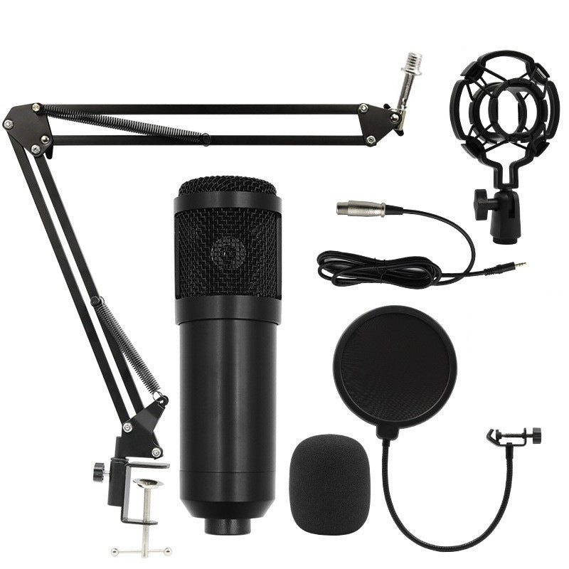 BM800 Condenser Microphone Suit Cantilever Bracket Mobile Phone Recording Karaoke V8 Sound Card Live Broadcast Wired Plastic Microphone