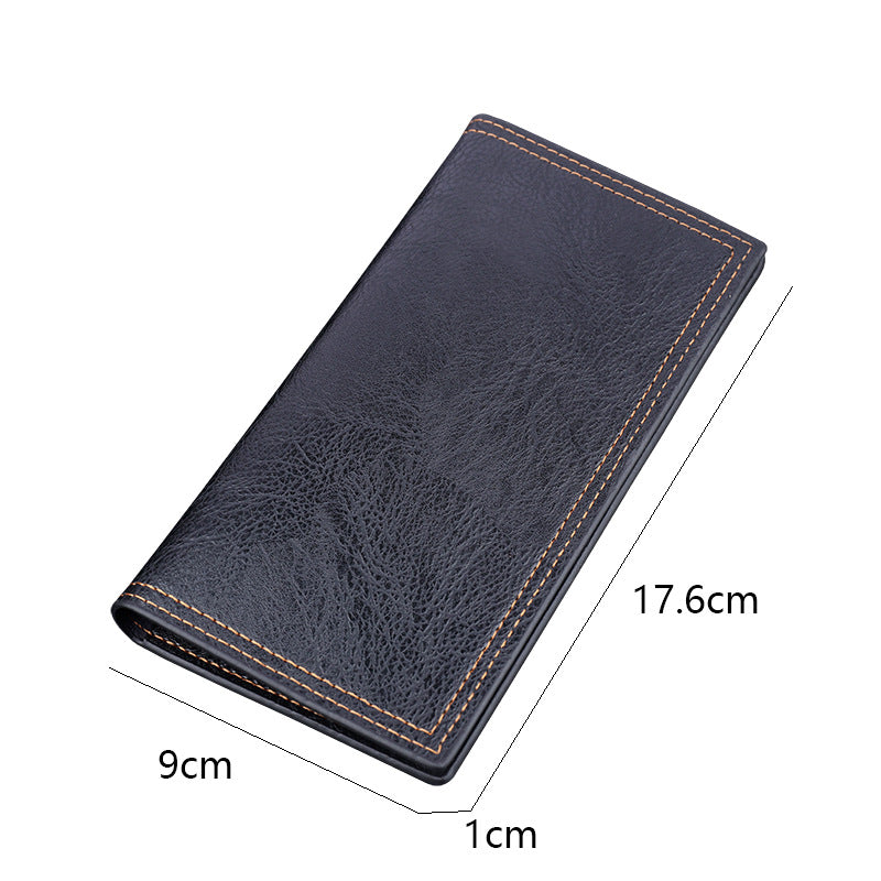 Men's Wallet Long Men's Wallet Wax Leather Long Wallet Men's Gift Vintage Cross-border Men's Wallet Wholesale