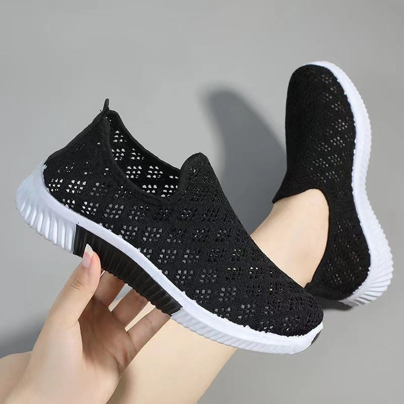 Mesh Shoes Women's Summer Old Beijing Cloth Shoes Casual Breathable Casual Shoes Non-slip Soft Sole Flying Weaving Women's Shoes Comfortable Mother Shoes