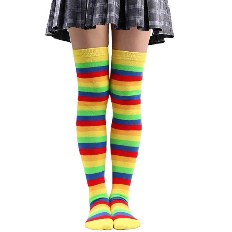 Color Stockings High Tube Knee Socks Children's Stockings Cross-border Party Socks Animation Cosplay Stripe Socks