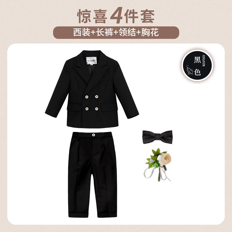 Children's Suit Boys' Handsome Suit Vest Suit Flower Children's One-year-old Dress Children's Host Piano Costume