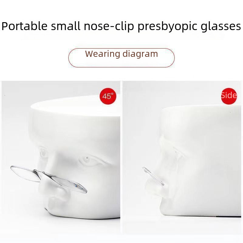 2023 New Style Clip-on-nose Reading Glasses Men's Portable Keychain Foldable Presbyopia Frame Women's Wholesale