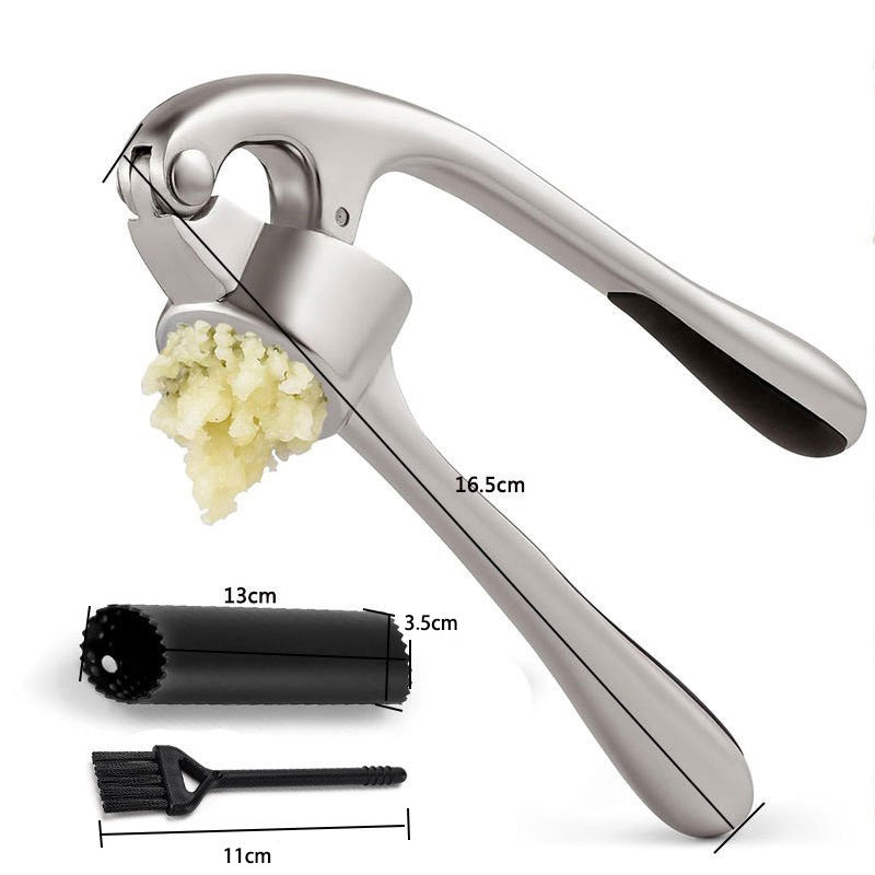 Kitchen Manual Garlic Press Zinc Alloy Nickel Plated Stainless Steel Color Household Manual Peeling Garlic Peeler Suit