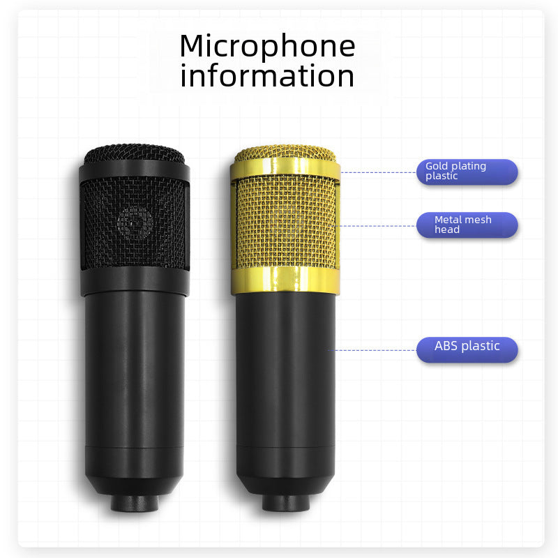 BM800 Condenser Microphone Suit Cantilever Bracket Mobile Phone Recording Karaoke V8 Sound Card Live Broadcast Wired Plastic Microphone