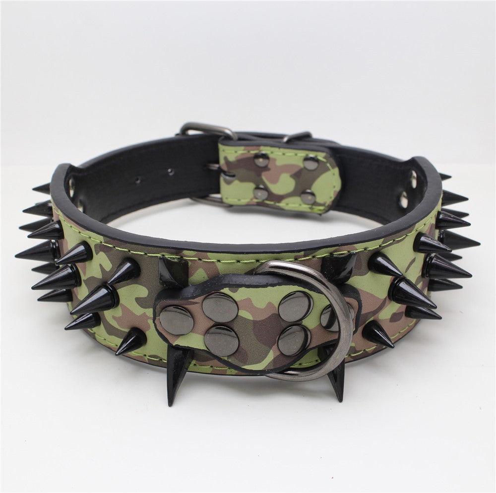 Hot Sale Spike Pet Collar Colorful Rivet Dog Collar Large And Medium Dog Traction Rope Iron Chain