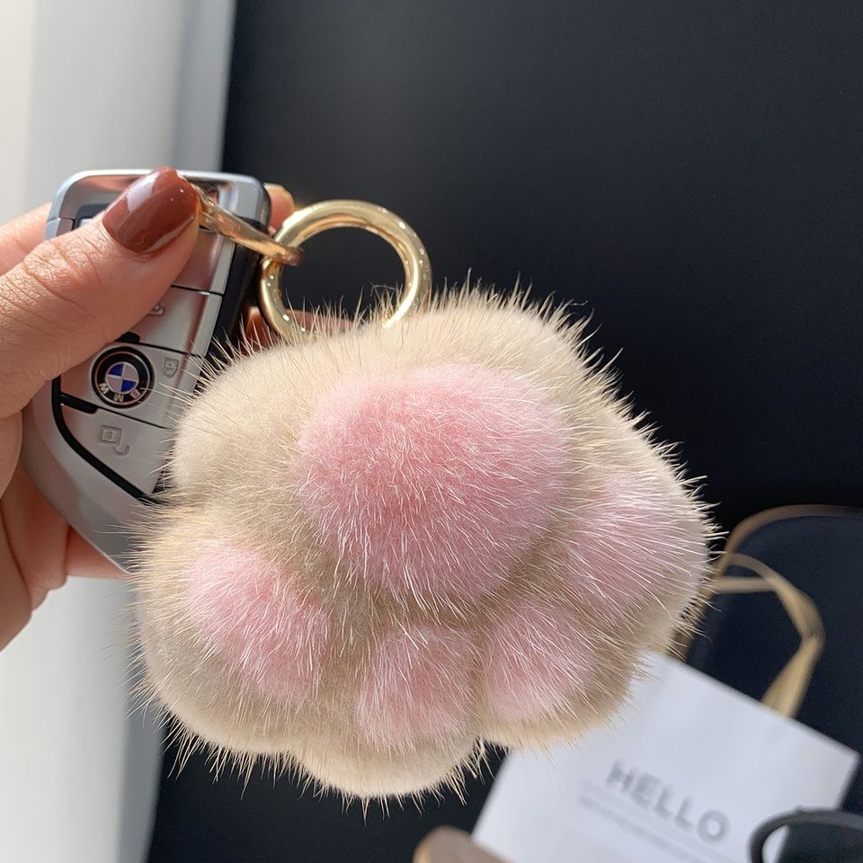 Cat Claw Plush Pendant Girl Heart Schoolbag Pendant Cute Cat Keychain Pendant Girl Small Gift