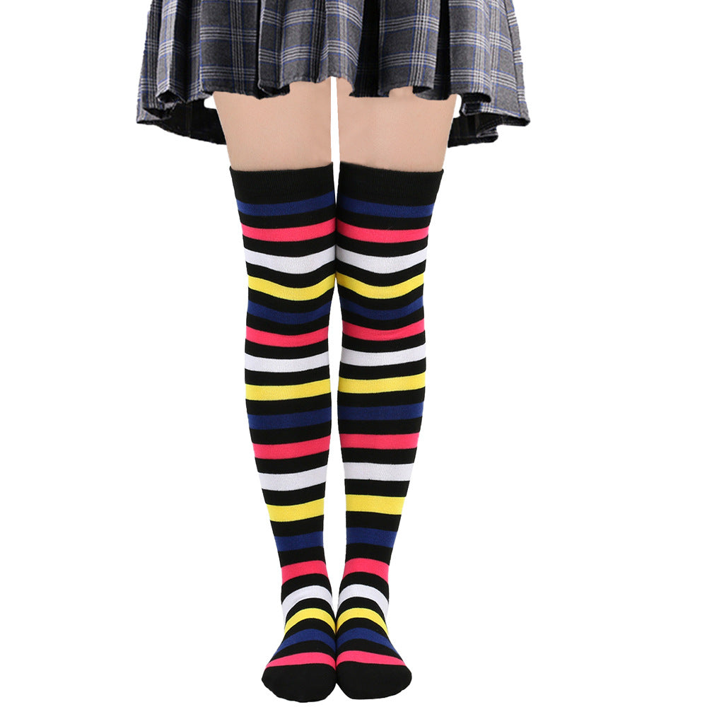 Color Stockings High Tube Knee Socks Children's Stockings Cross-border Party Socks Animation Cosplay Stripe Socks