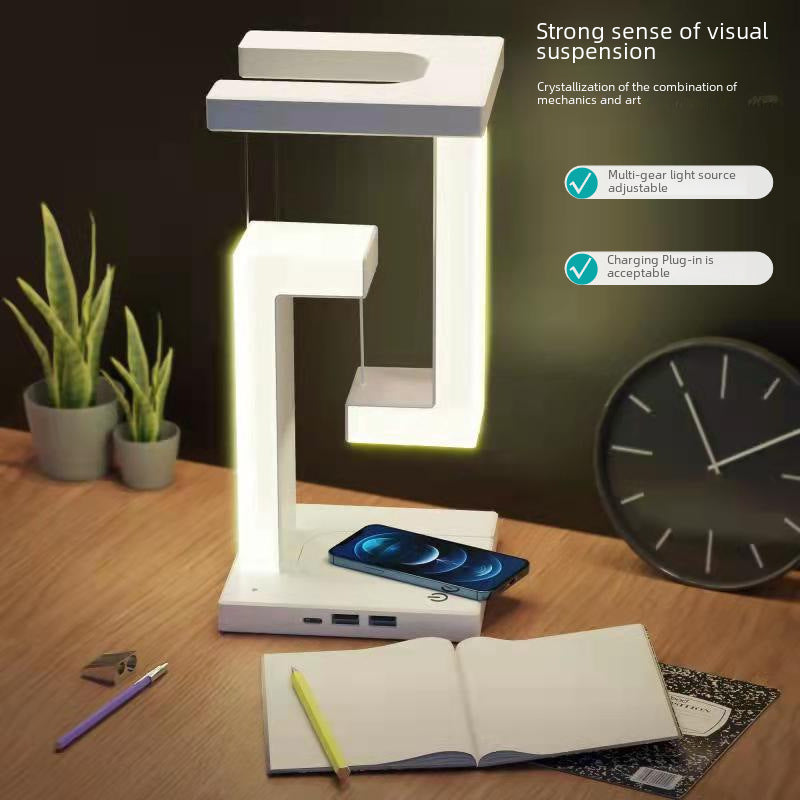 Suspended Anti-gravity Wireless Charging Table Lamp LED Light Mobile Phone Wireless Charging Valentine's Day Home Romantic Ornaments