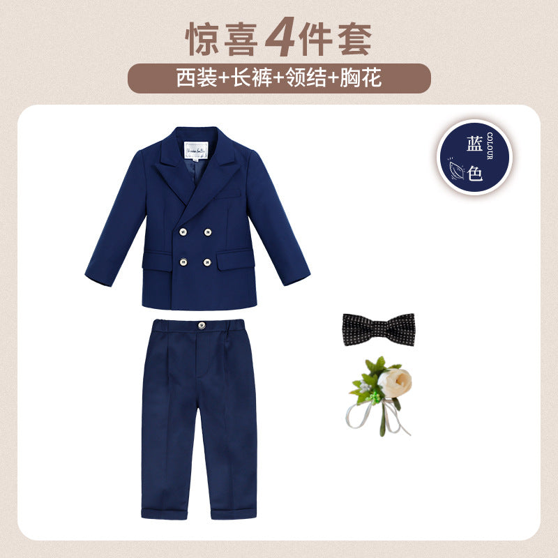 Children's Suit Boys' Handsome Suit Vest Suit Flower Children's One-year-old Dress Children's Host Piano Costume