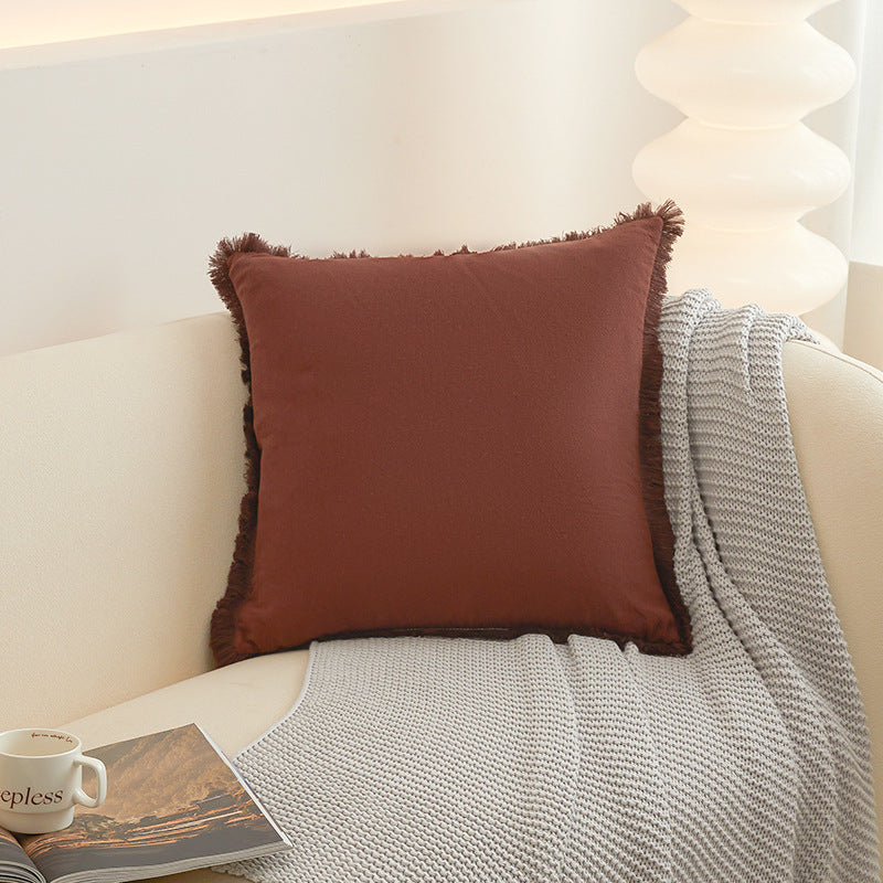 Simple Solid Color Washed Cotton Living Room Office No Core Edge Pillow Case Wholesale Cushion Cover Sofa Pillow Case