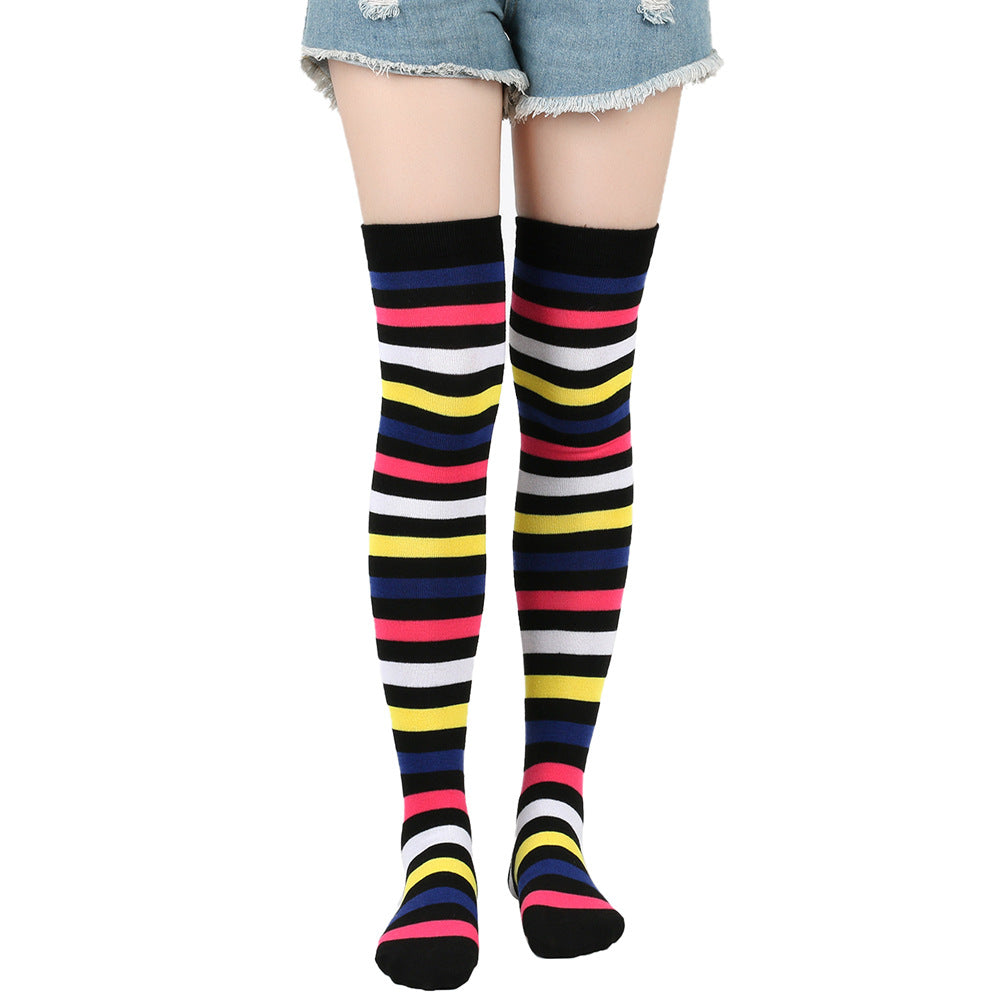 Color Stockings High Tube Knee Socks Children's Stockings Cross-border Party Socks Animation Cosplay Stripe Socks