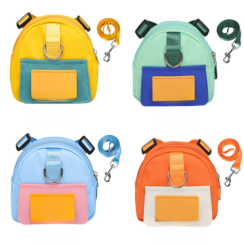 Dog Traction Rope Cartoon Schoolbag Outdoor Travel Pet Self-backpack Pet Supplies Dog Rope