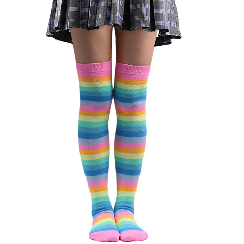 Color Stockings High Tube Knee Socks Children's Stockings Cross-border Party Socks Animation Cosplay Stripe Socks