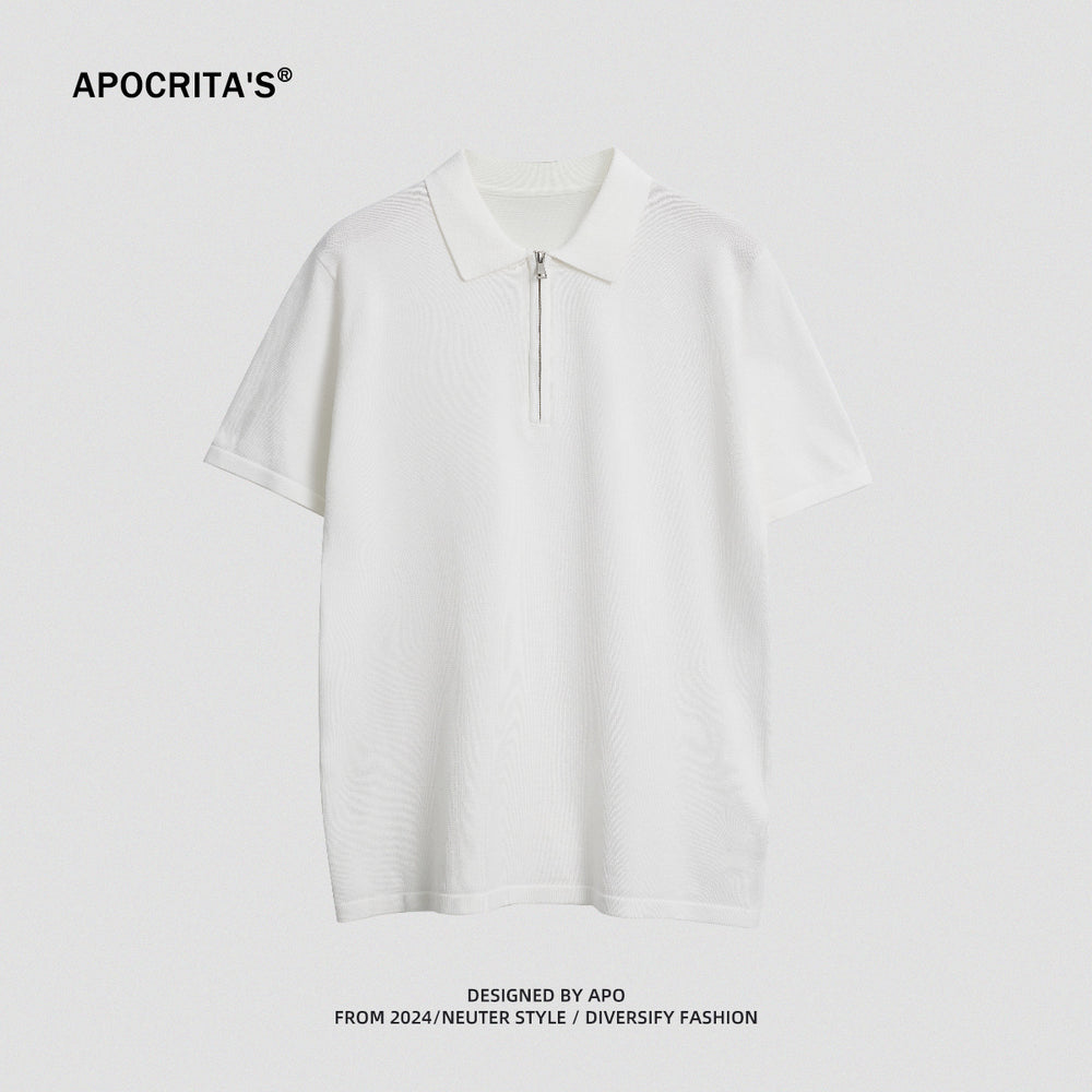 APO Men's | Men's POLO Shirt High Sense 2024 Summer New Solid Color Short Sleeve Loose POLO Men's T-Shirt