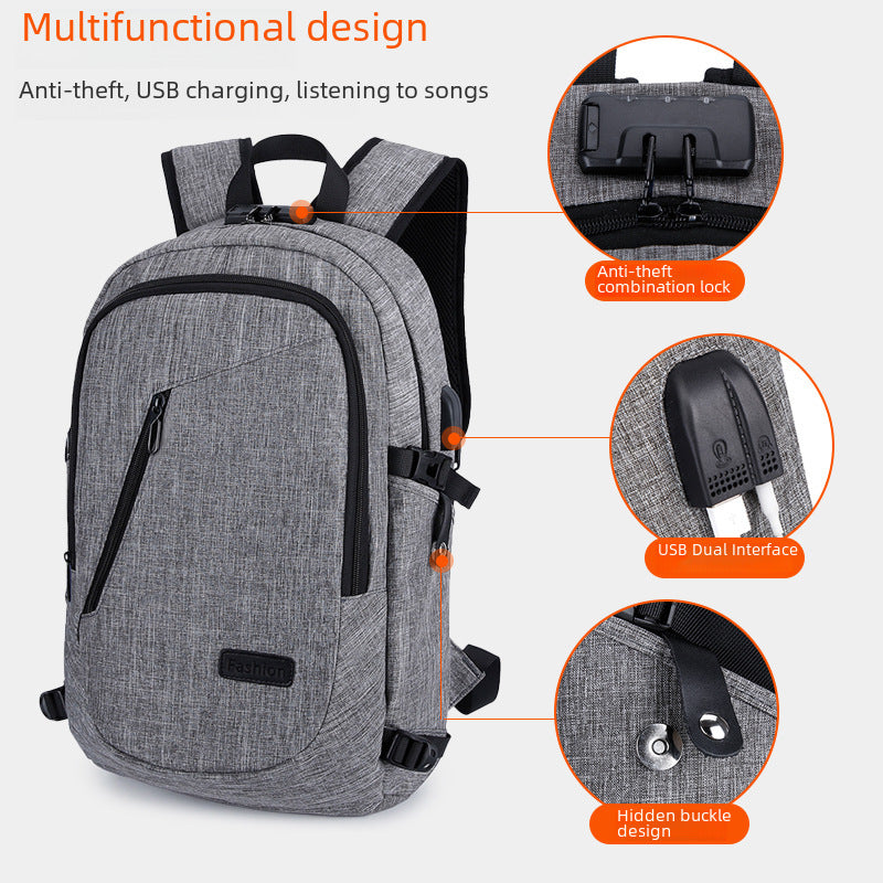 Backpack Men's Fixed Oxford Cloth Business Leisure Outdoor Backpack College Student Schoolbag Anti-theft Computer Bag