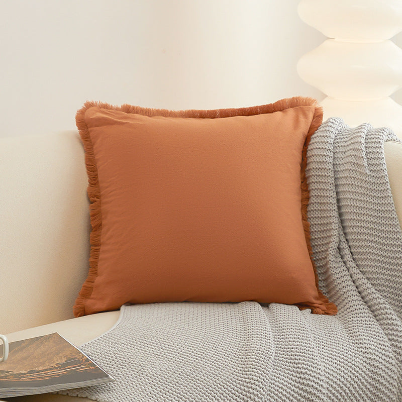 Simple Solid Color Washed Cotton Living Room Office No Core Edge Pillow Case Wholesale Cushion Cover Sofa Pillow Case