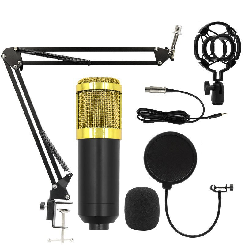 BM800 Condenser Microphone Suit Cantilever Bracket Mobile Phone Recording Karaoke V8 Sound Card Live Broadcast Wired Plastic Microphone