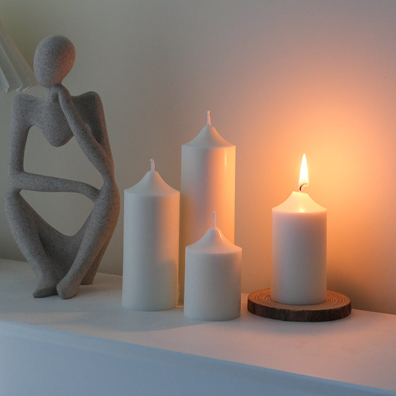 Homemade Scented Candle White Spire Thick Cylindrical Candle Wedding Souvenir Home Furnishings B&B Soft Decoration