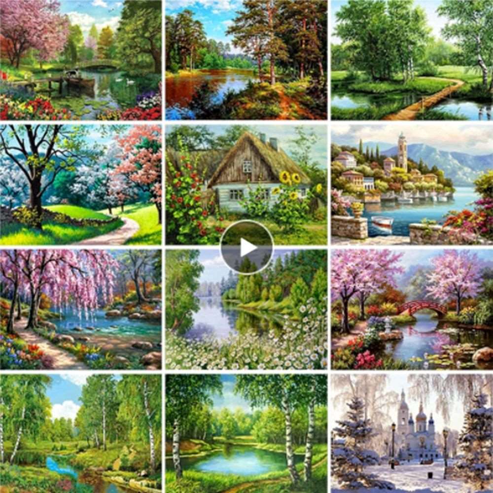 5d Diamond Painting Full Of Diamond Landscape Diamond Embroidery Decorative Painting