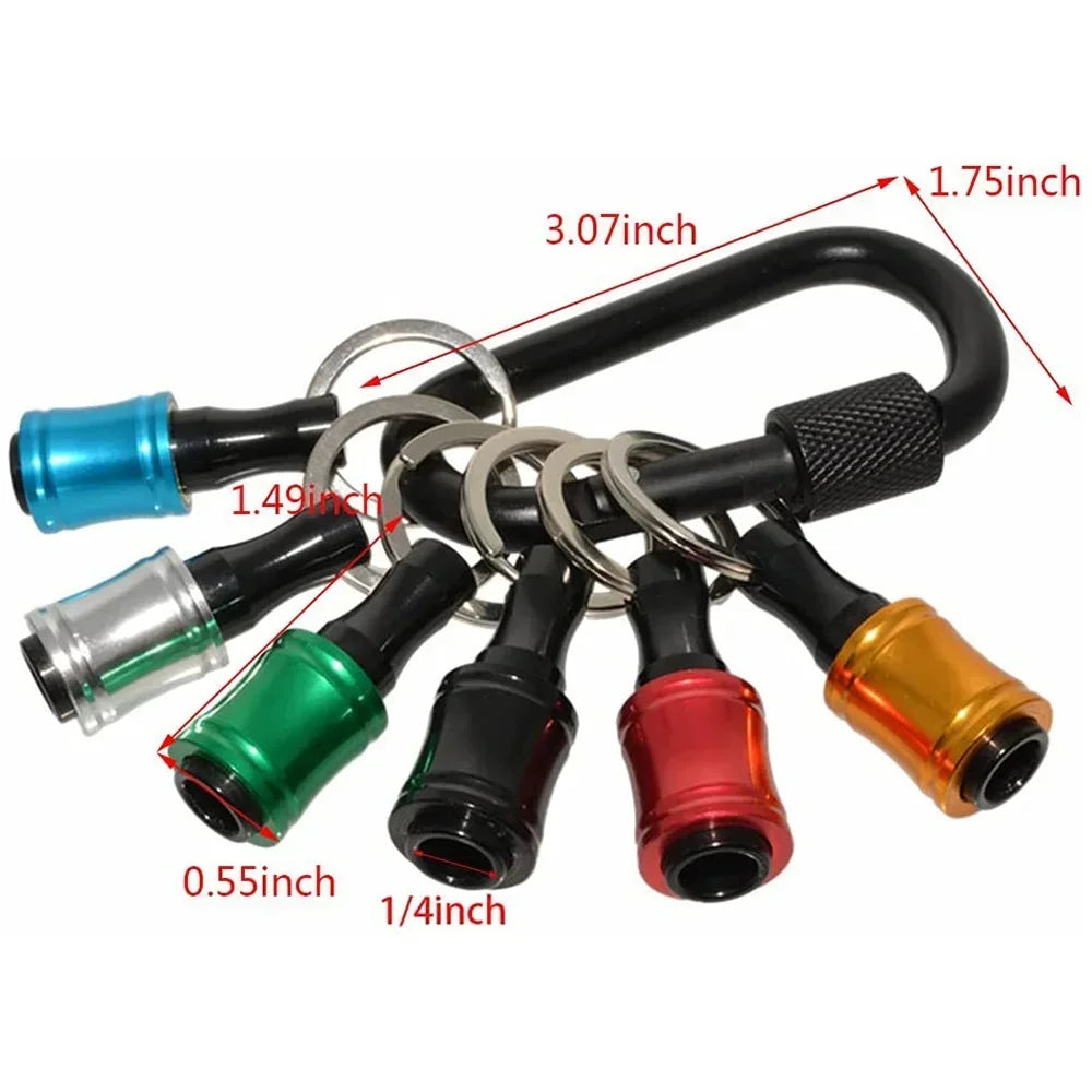 6Pcs 1/4 Inch Hex Shank Screwdriver Bits Holder Extension Bar Keychain Screw Adapter Drill Change Handheld Screwdrivers