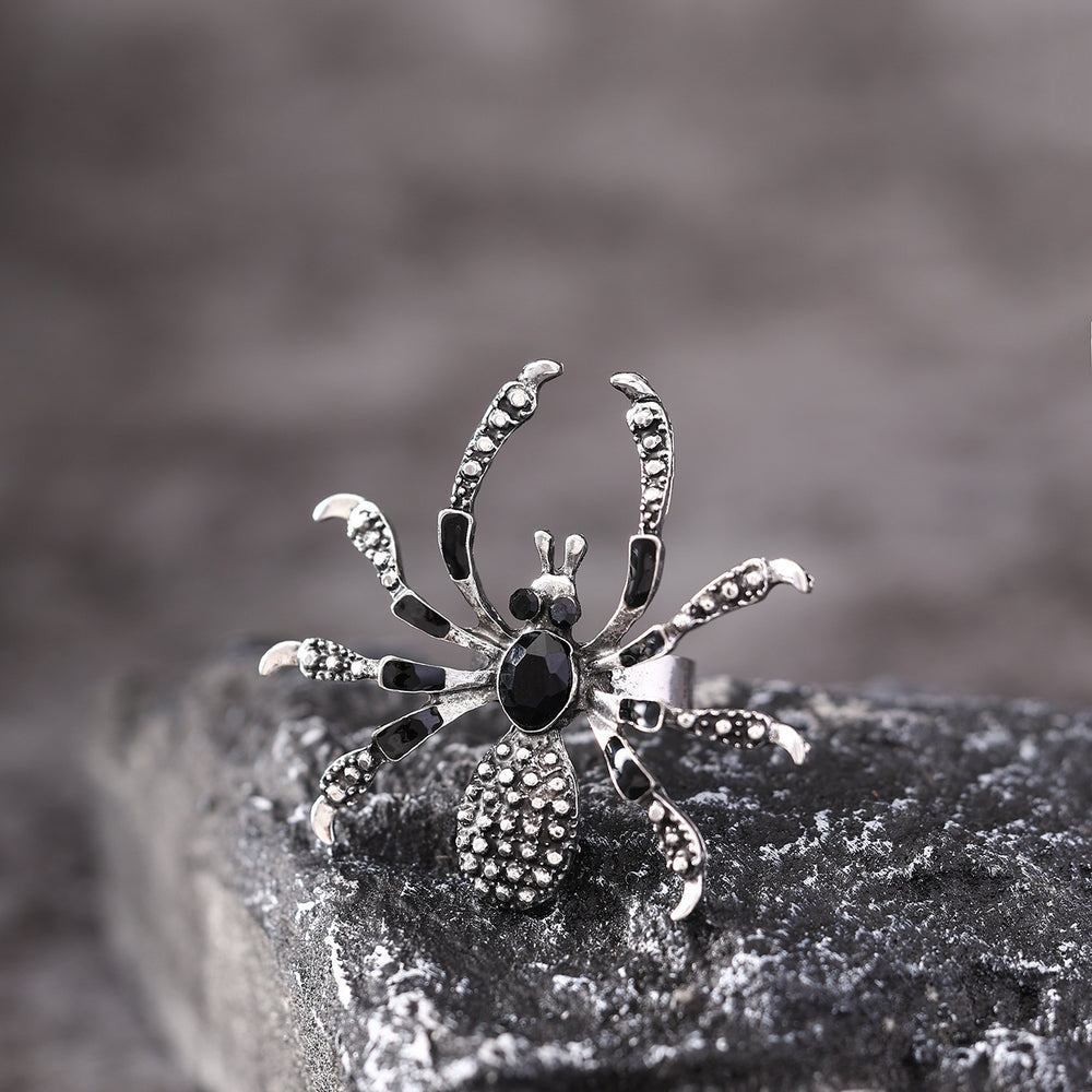 Halloween Spider Ring With Rhinestone Ins Personality Fashion Open Rings For Women Jewelry Accessories