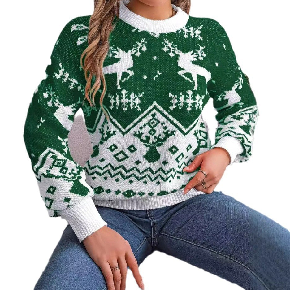 Casual Deer Pattern Long Sleeve Christmas Sweater