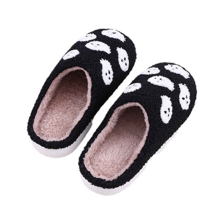 Halloween Funny Spider Ghost Scary Flat Indoor House Shoes For Women Men Soft Plush Cozy Horror Halloween Gifts