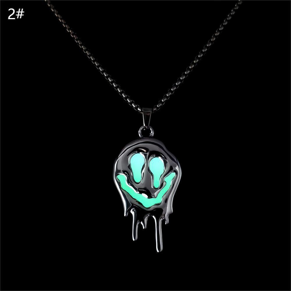 Zinc Alloy Noctilucent Necklace Halloween Ghost Glowing Grimace Pendant