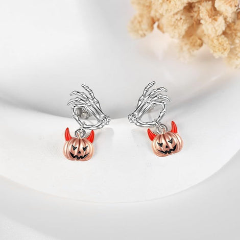 Simple Fashion Halloween Ghost Hand Pumpkin Head Stud Earrings