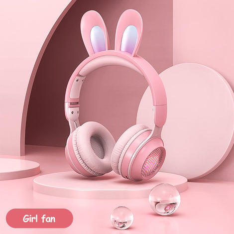 Rabbit Ear Headphones Wireless Luminous Extendable Wheat Headphones