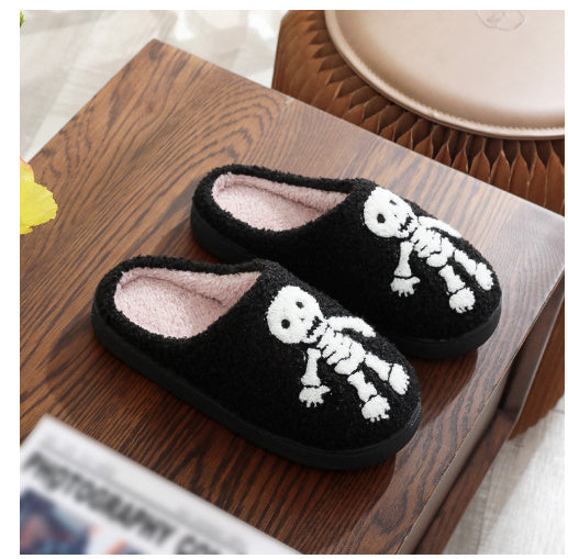 Halloween Funny Spider Ghost Scary Flat Indoor House Shoes For Women Men Soft Plush Cozy Horror Halloween Gifts