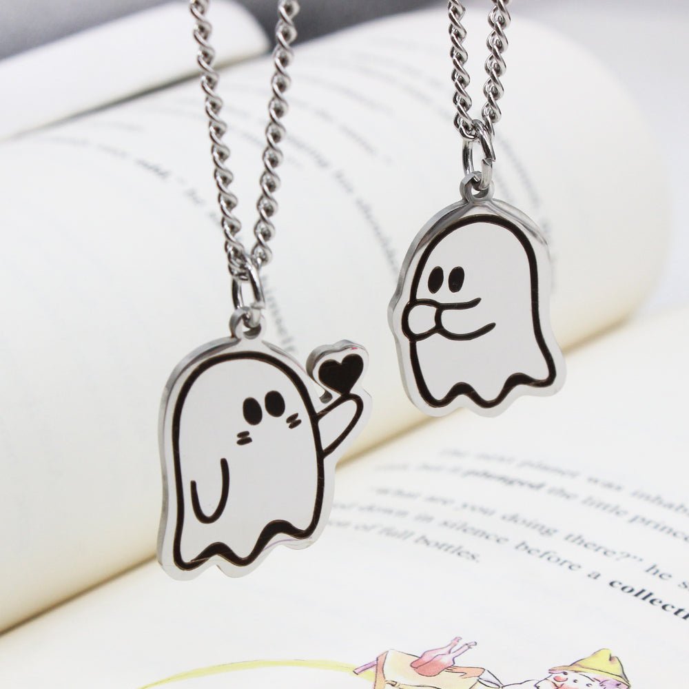 Halloween Cute Love Ghost Necklace Couple Pendant Necklace Men Women Accessories