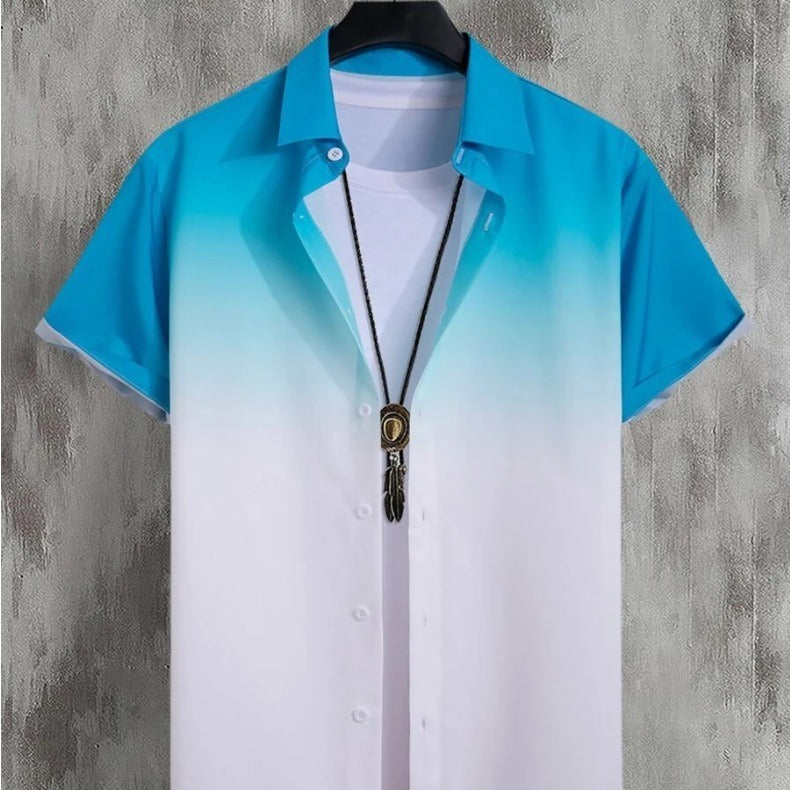 Hawaiian Men's Beach Gradient Casual Short-sleeved Shirt