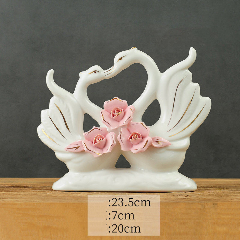 Swan Ornaments Ceramic Home Accessories Ornaments